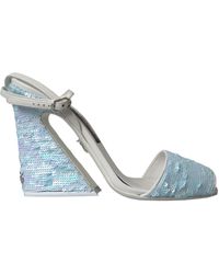 Dolce & Gabbana - Light Sequin Ankle Strap Sandals Shoes - Lyst