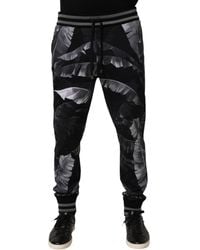 Dolce & Gabbana - Black Banana Leaf Cotton Jogger Trouser Pants - Lyst