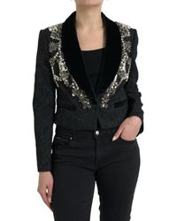Dolce & Gabbana - Elegant Embellished Overcoat Jacket - Lyst