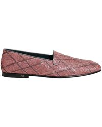 Dolce & Gabbana - Pink Check Glitter Lurex Logo Loafers Shoes - Lyst