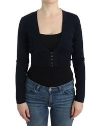 Roberto Cavalli - Elegant Cropped Virgin Wool Cardigan - Lyst