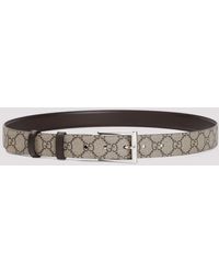 Gucci - Brown An Beige Leather And Textile Belt - Lyst