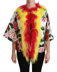 Dolce & Gabbana - Dolce Gabbana White Floral Coat Capte Fur Roses Jacket - Lyst