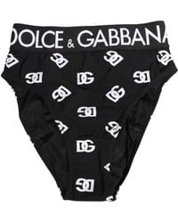 Dolce & Gabbana - White Black Logo Waistband Midi Brief Underwear - Lyst