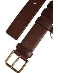 Dolce & Gabbana - Men Brown Leather Gold Buckle Carabine Belt - Lyst