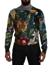 Dolce & Gabbana - Jungle Embroidered Wool Silk Sweater - Lyst