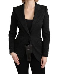 Dolce & Gabbana - Dolce Gabbana Black Brocade Single Breasted Blazer Jacket - Lyst