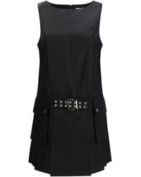 Ganni - Duchesse Nylon Belted Mini Dress - Lyst
