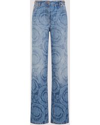 Versace - Medium Blue Cotton Laser Baroque Jeans - Lyst