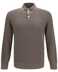 Brunello Cucinelli - Brown Cotton Polo Shirt - Lyst