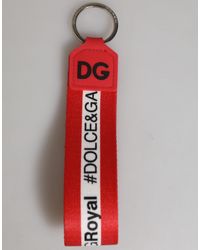 Dolce & Gabbana - Red Logo Polyester Silver Brass Holder Keychain Men Keyring - Lyst