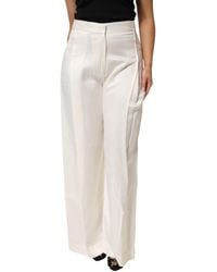 Brian Dales - White Viscose Linen Wide Leg Palazzo S Pants - Lyst