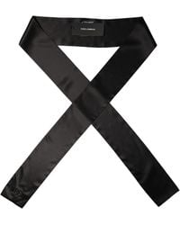 Dolce & Gabbana - Men Black Satin Silk Skinny Neck Shawl Scarf - Lyst