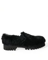 Dolce & Gabbana - Fur Leather Slippers Dress Shoes - Lyst