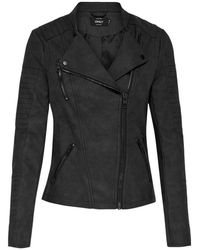 ONLY - Black Polyethylene Biker Jacket - Lyst