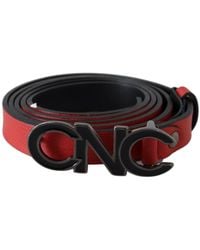 CoSTUME NATIONAL - Red Reversible Leather Logo Belt - Lyst