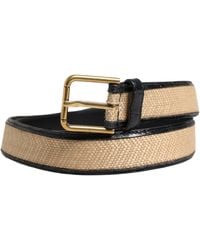 Dolce & Gabbana - Men Beige Braided Leather Metal Buckle Belt - Lyst