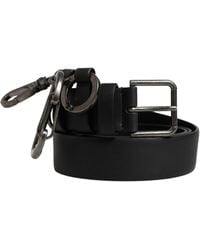 Dolce & Gabbana - Black Calf Leather Silver Metal Buckle Belt - Lyst