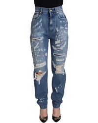 Dolce & Gabbana - Chic Tattered Denim Pant - Lyst