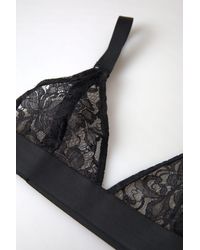 Dolce & Gabbana - Black Floral Lace Nylon Stretch Bra Underwear - Lyst
