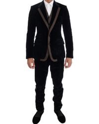 Dolce & Gabbana - Velvet Two Button Slim 3 Piece Suit - Lyst