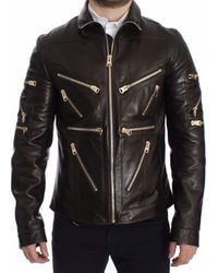 Dolce & Gabbana - Lambskin Leather Zipper Jacket - Lyst