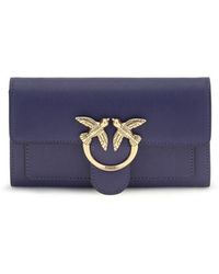Pinko - Blue Calf Leather Bos Taurus Wallet - Lyst