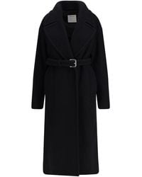 Max Mara - Black Fleece Wool Coat - Lyst