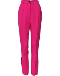 Dolce & Gabbana - Fuchsia Pink Highwaist Tapered Trouser Pants - Lyst