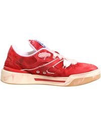 Dolce & Gabbana - Red White Suede Dg Logo Low Top Sneakers Shoes - Lyst