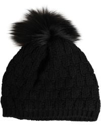 Dolce & Gabbana - Black Acrylic Knitted Fur Winter Beanie - Lyst