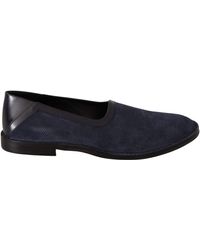 Dolce & Gabbana - Blue Leather Perforated Slip On Loafers - Lyst