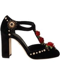Dolce & Gabbana - Mary Jane Pumps Roses Crystals Shoes - Lyst
