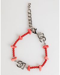 Dolce & Gabbana - Beaded Bracelet With Logo Charm - Lyst