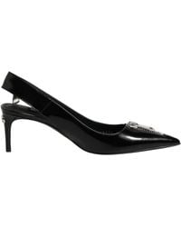 Dolce & Gabbana - Zipper Leather Heels Slingbacks Shoes 100Lf - Lyst