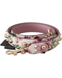 Dolce & Gabbana - Floral Leather Stud Accessory Shoulder Strap - Lyst