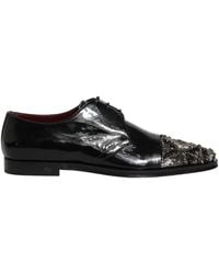Dolce & Gabbana - Black Embellished Men Derby Dress Formal Shoes - Lyst