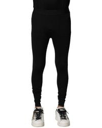 Dolce & Gabbana - Black Nylon Elastic Logo Men Leggings Pants - Lyst