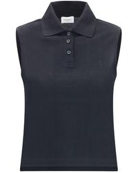 Saint Laurent - Black Recycled Cotton Polo Shirt - Lyst