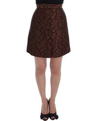 Dolce & Gabbana - Dolce Gabbana Brown Floral Brocade Mini Bubble Skirt - Lyst