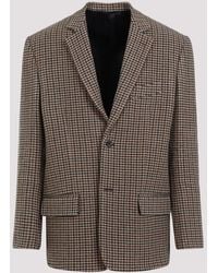 Balenciaga - Beige Wool Houndstooth Jacket - Lyst