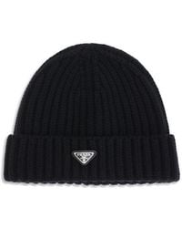 Prada - Black Wool Oves Aries Beanie - Lyst