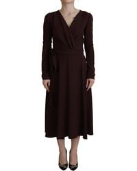 Dolce & Gabbana - Elegant Long Sleeve Wrap Dress - Lyst