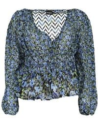 Desigual - Floral Print Smocked Blouse - Lyst