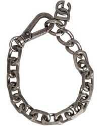 Dolce & Gabbana - Silver Tone Heavy Chain Link Signature Dg Logo Bracelet - Lyst
