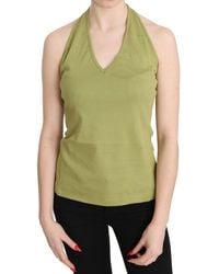 Gianfranco Ferré - Green Halter Cotton Sleeveless Casual Tank Top Blouse - Lyst