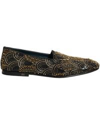 Dolce & Gabbana - Black Gold Embellished Dress Loafers Shoes - Lyst