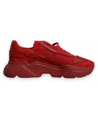 Dolce & Gabbana - Red Leather Daymaster Low Top Sneakers Shoes - Lyst