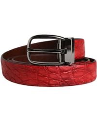 Dolce & Gabbana - Exotic Leather Metal Buckle Belt Caiman - Lyst