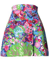 Dolce & Gabbana - Floral Buttoned High Waist Mini Shorts - Lyst